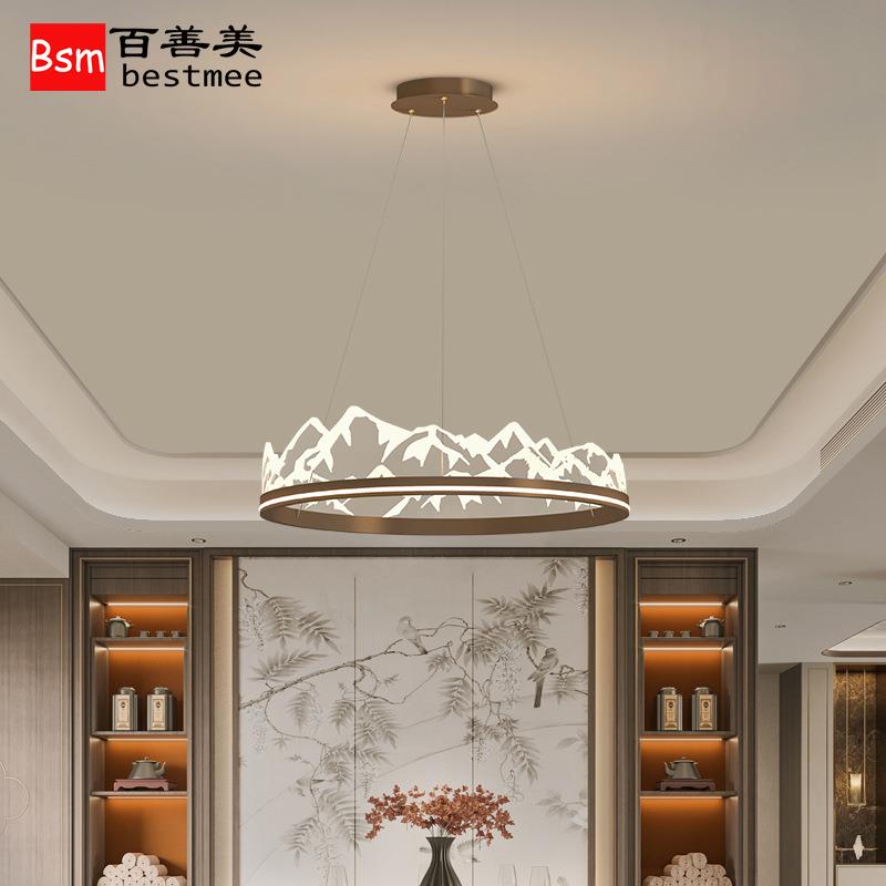 新中式吊灯圆环形圆圈吊灯现代客厅灯中国风餐厅灯茶室创意个性灯