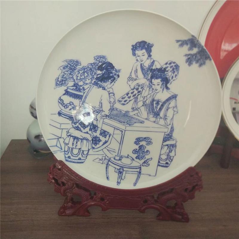 14英寸艺术衍生品瓷盘印图 美术作品展示瓷盘 油画国画国风观赏盘