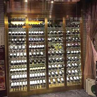 别墅家庭酒窖设计效果图酒庄恒温恒湿酒柜不锈钢六开门酒柜设计