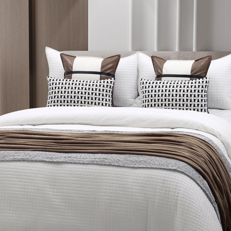 【极简】系列样板间床品展厅软装床上用品别墅四件套抱枕