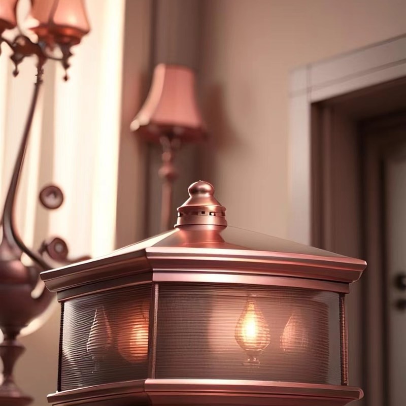 全铜太阳能柱头灯新中式r别墅围墙大门柱子灯户外防水古铜色庭院