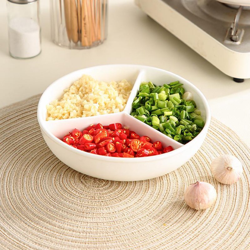 三分格陶瓷碗餐盘全瓷蒸碗炖锅烤箱微G波炉蒸盘葱姜蒜果盘蘸料碟