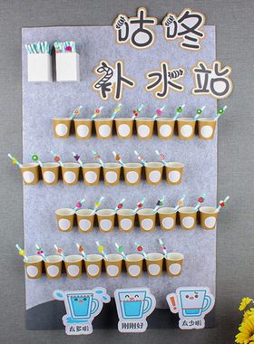 幼儿园喝水记录袋饮水打卡区域袋健康卡袋收纳挂袋挂墙中班喝水墙