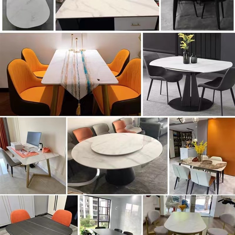 岩板大理石定 制餐桌长方形电视柜边茶几面板圆形石材台面加工定