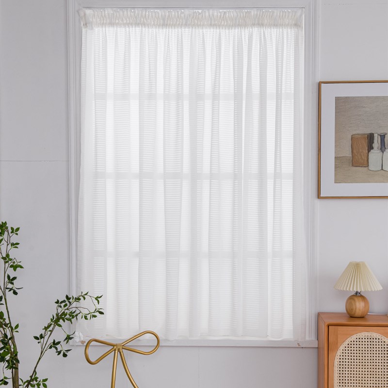 9WOR纱帘透光不透人法式百叶纱窗帘粘贴式免打孔安装厨房卫生间小