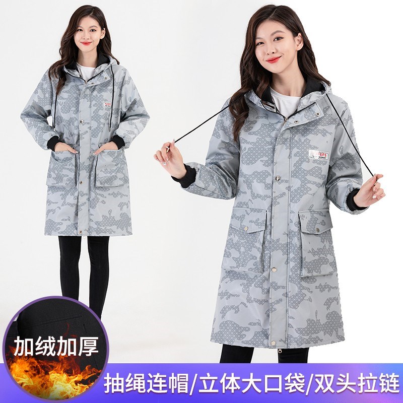 罩衣女水款冬季加绒蓝厚洋气单层围裙