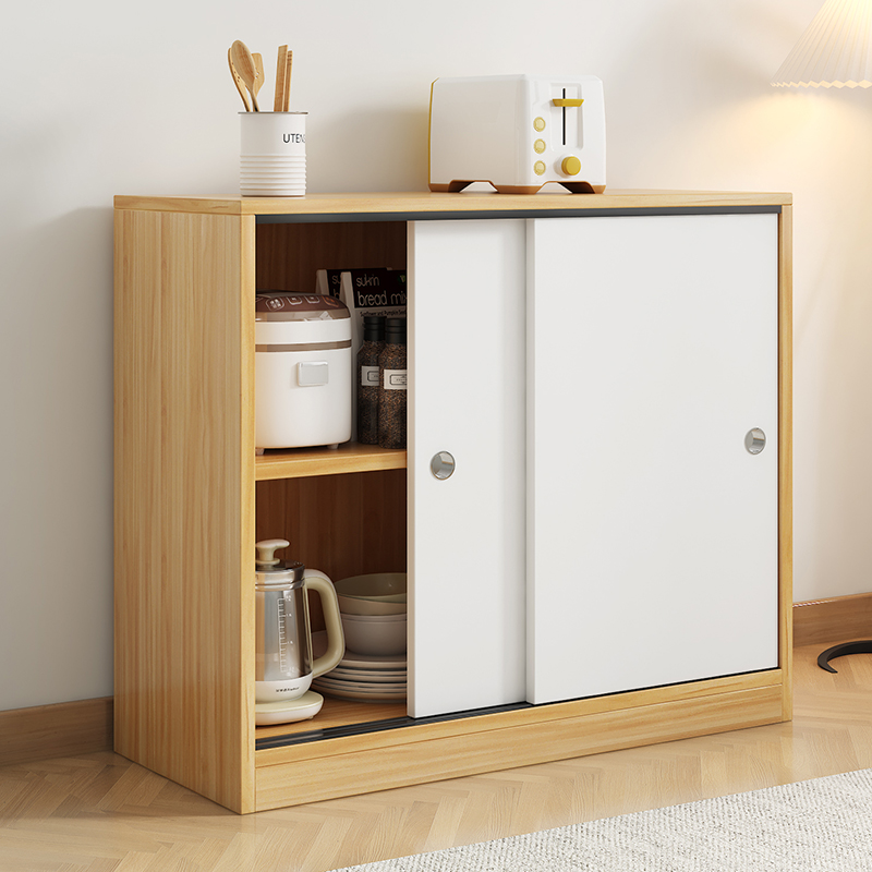 推拉门餐b边柜简约现代碗柜小户型家用厨房收纳柜子简易客厅储物
