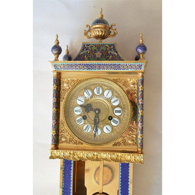 挂钟景泰蓝镀金机械报时吊钟欧式古典家居壁挂钟复古创意仿古董钟
