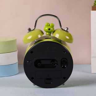 钟意轩卡通儿童闹钟青蛙学生用机械打铃静音小闹钟带夜灯超大铃声