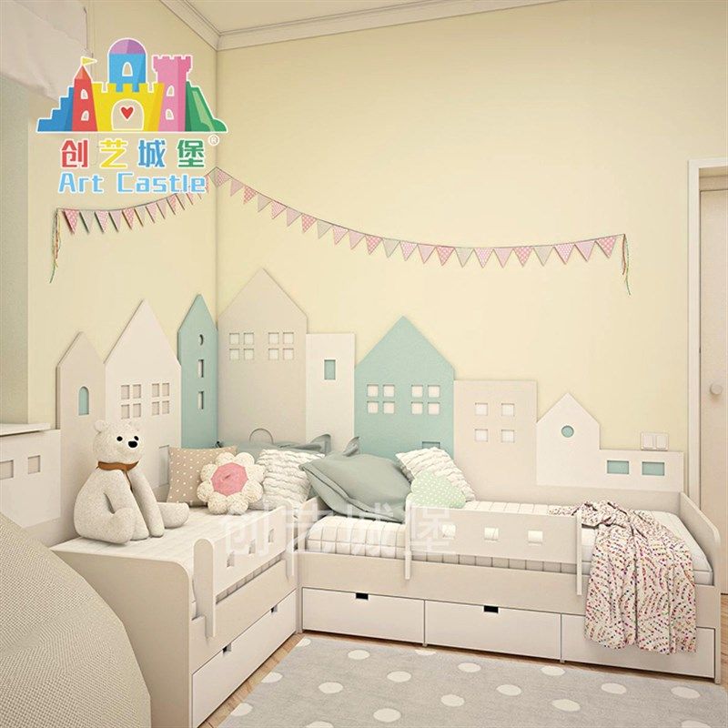 儿童床拼接单人床组装小床母子床实木定制双胞胎床房子卡通婴儿床