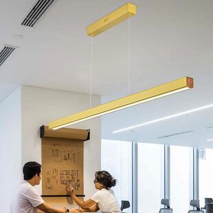 餐厅吊灯现代简约办公室吧台灯具设计师极简led白色一字长条吊灯