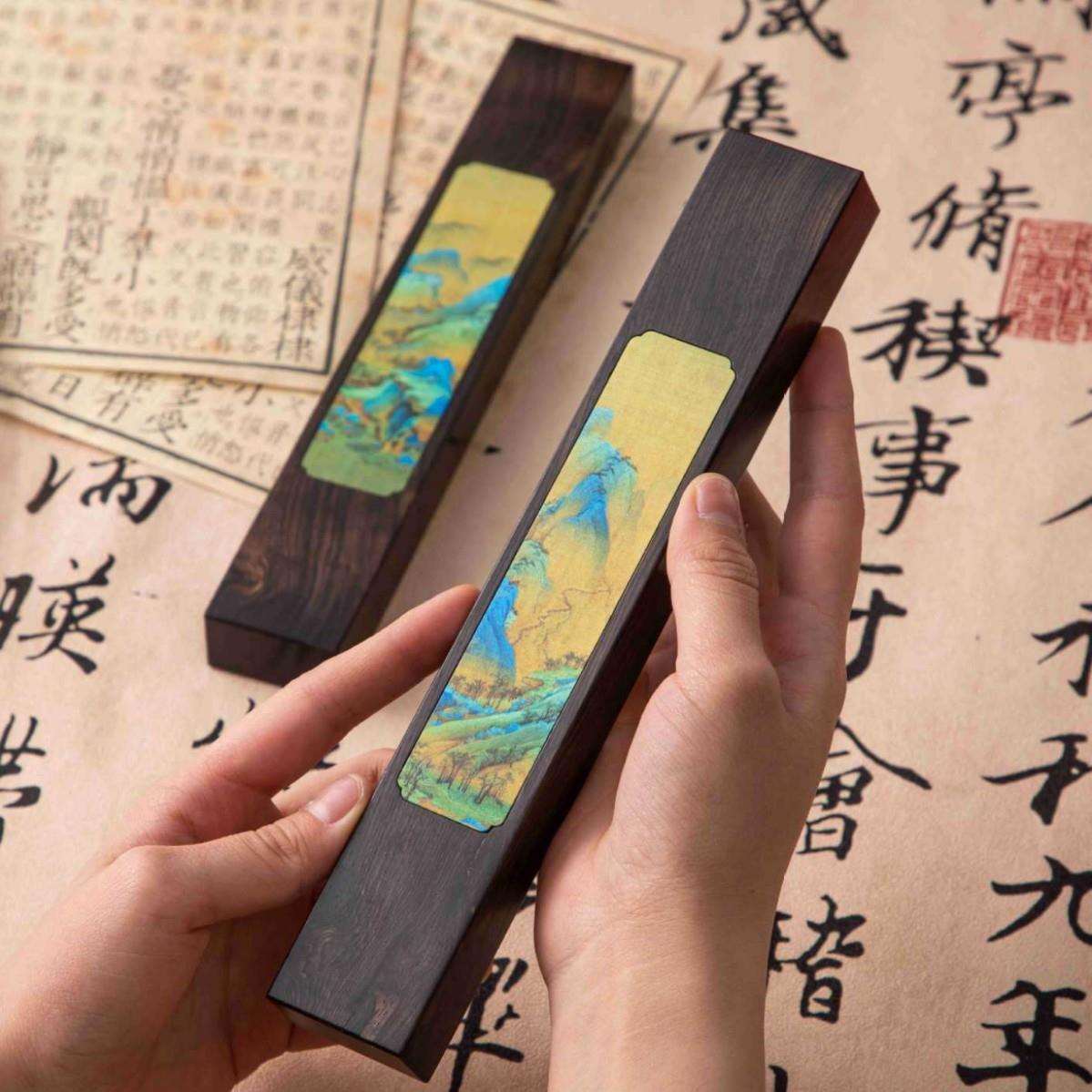 千里江山镇纸力荐文房四宝创意办公文创设计纪念品压书神器纸镇批