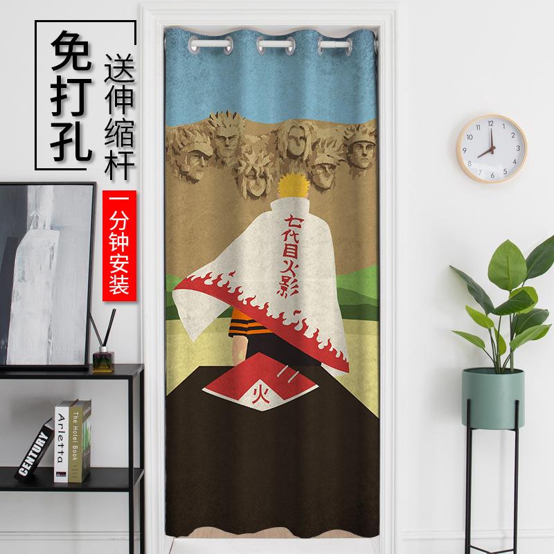 火影忍者漩涡鸣人主题门帘免打孔高清数码印花环保涤纶厨房客厅