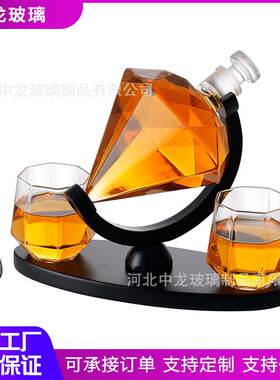 热销款高硼硅玻璃酒具套装 带杯子带椭圆木托整套醒酒器红酒杯