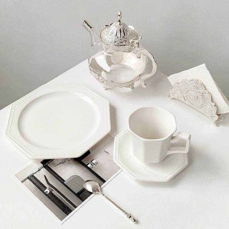 中古风珠点八角白瓷碗盘杯子家用创意咖啡杯碟燕麦碗甜品盘,玩具/童车/益智/积木/模型,毛绒/玩偶/公仔/布艺类玩具,淘宝优惠券,粉丝福利购,淘宝优惠卷