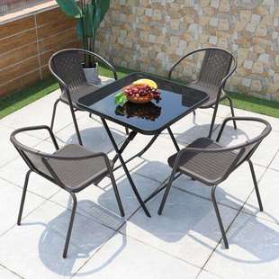 户外藤椅三件套咖啡厅阳台休闲桌椅组合铁艺椅子金属茶几一桌两椅