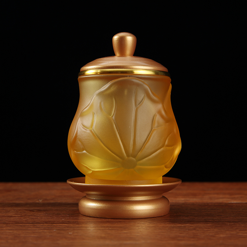 台湾琉璃a供杯纯铜供水杯供佛杯家居供奉供佛水杯净水杯莲花圣水