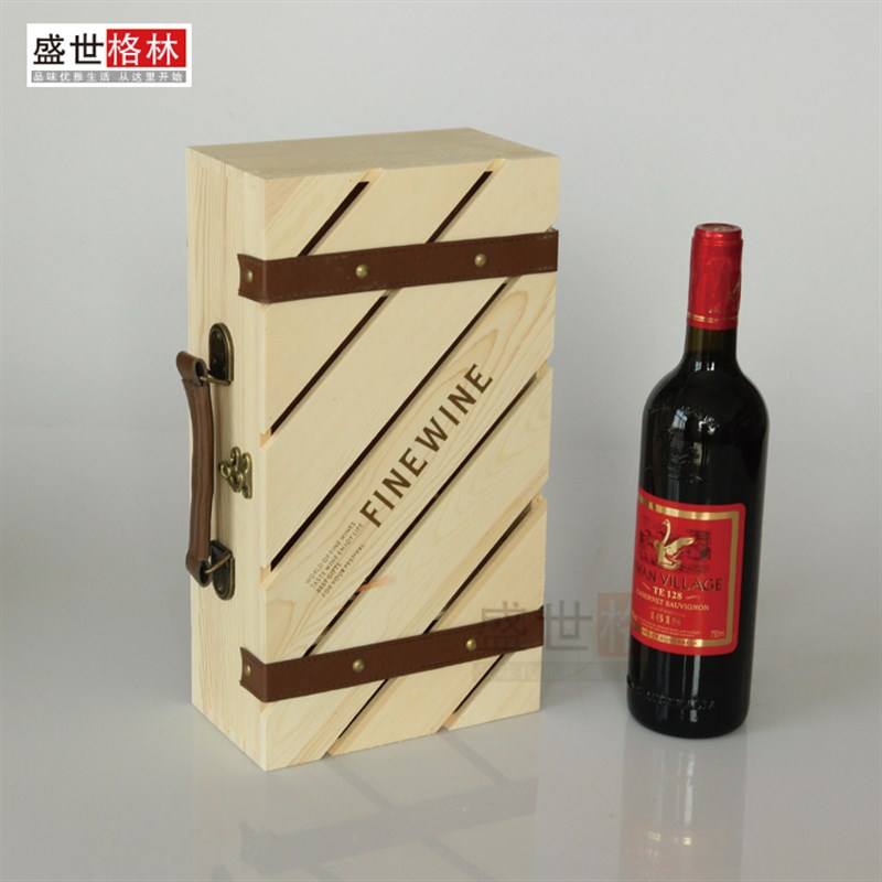 高档红酒盒木盒子双支实木质葡萄酒木箱通用礼品盒V定制红酒包装