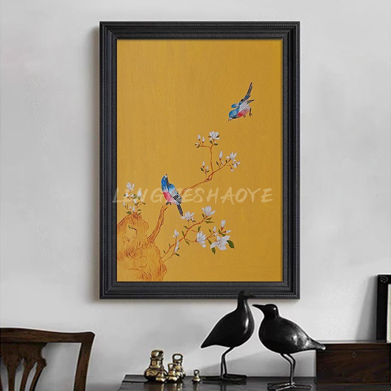 宋代美学b摆件新中式喜上眉梢寓意好艺术装置客厅玄关富贵装饰挂