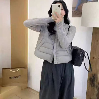 韩系针织拼接短款羽绒服