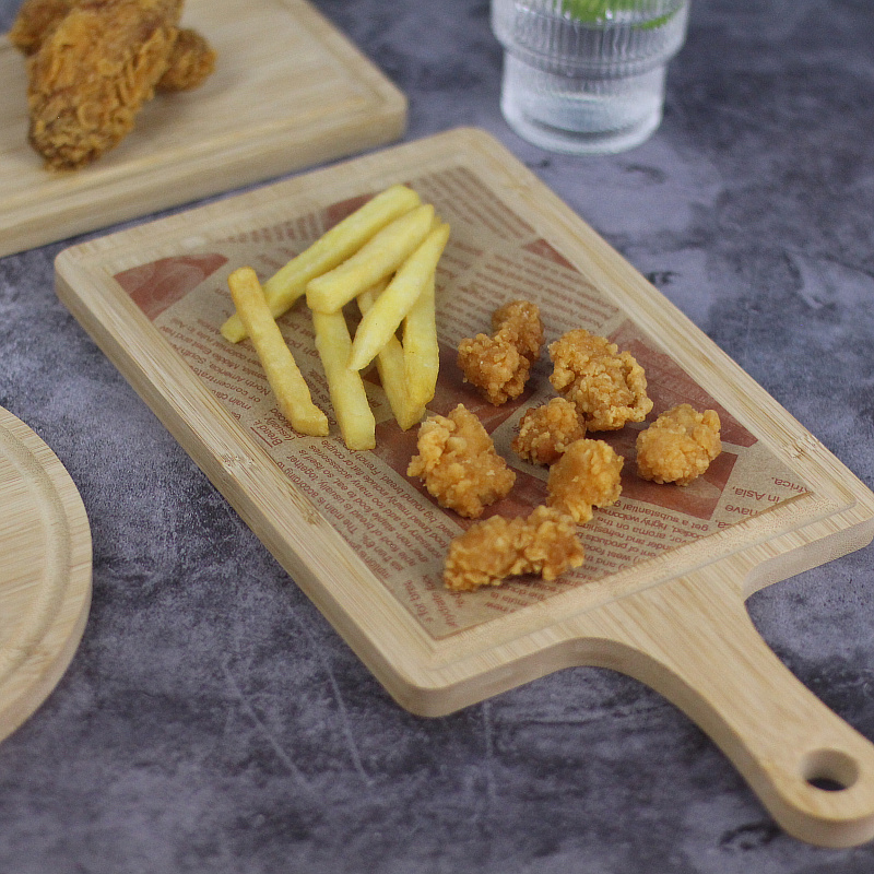 荣裕多竹木披萨托盘西餐盘牛排餐盘长方手把烘焙烧烤点心面包托盘