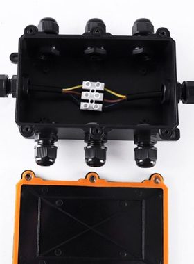 户外黑色塑料防水盒连接器分线接线盒带端子IP68电路板防水外壳