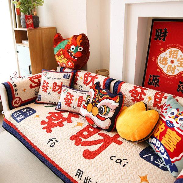 敏顺国潮沙发垫龙年款新年沙发垫子红色沙发盖布喜庆中式沙发套罩,居家布艺,沙发垫,淘宝优惠券,粉丝福利购,淘宝优惠卷