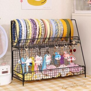 大肠发圈卡头绳发箍收纳神器首饰卧室宿舍整理双层桌面置物架铁艺