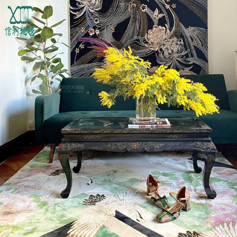 家用地毯定制客厅羊毛加丝手工枪刺簇绒法式中国风高级复古卧室毯