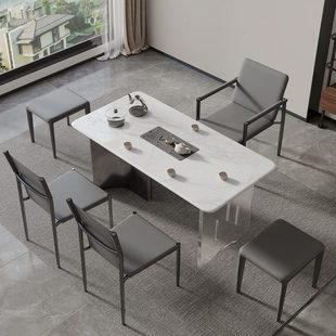 客厅超晶石阳台家用茶台彩晶石级感轻奢现功夫泡茶桌椅组合