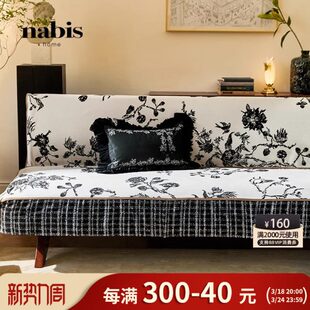 蜡笔派旷野玫瑰沙发垫法式风复古黑白沙发垫防滑四季通用坐垫定制