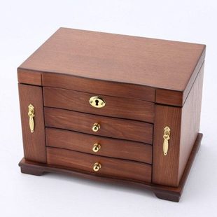 【优选好物】实木首饰盒带锁多功能首饰收纳盒公主欧式大容量饰品