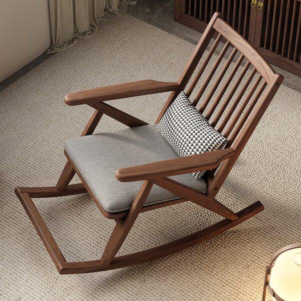 全实木摇摇椅客厅新中式躺椅小户型单人沙发椅阳台家用懒人休闲椅