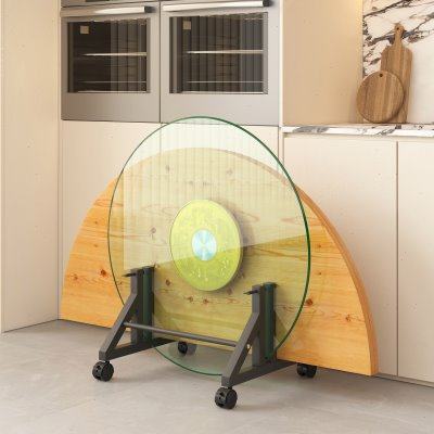 餐桌玻璃转盘存放收纳架大圆桌面专用放置架铁艺带轮放圆桌面支架,商业/办公家具,转盘,淘宝优惠券,粉丝福利购,淘宝优惠卷