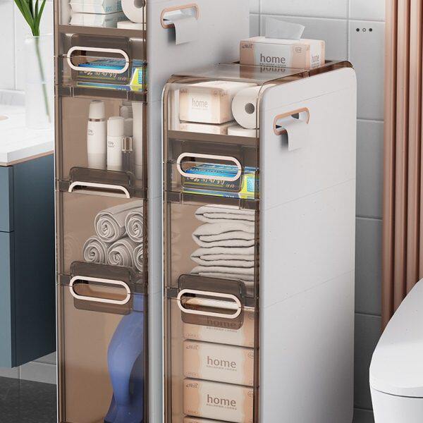 浴室置物架窄边22CM落地式防水储物收纳柜卫生间抽屉式缝隙夹缝柜