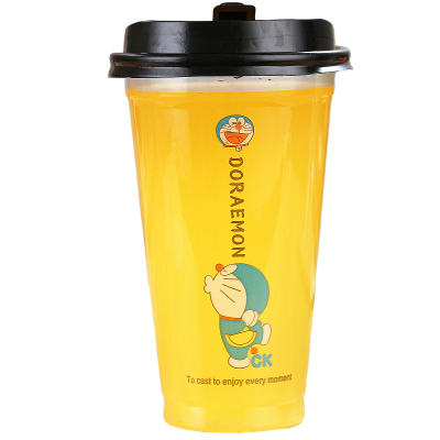 90口径一次性700奶茶杯塑料杯汁00ml笑脸杯果5冷饮柠檬水杯子定制