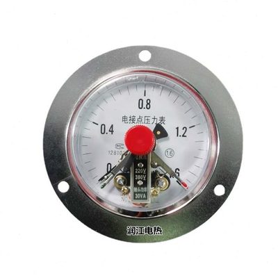 YXC-100ZT磁助式轴向带边电接点压力表0-1.6mpa 真空电接点压力表