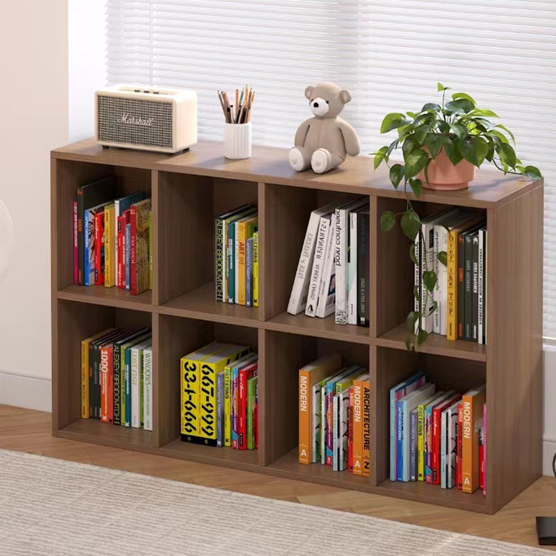 0AE0级胡桃木色简约置物书架储物书柜靠墙落地中岛展示格子柜可定