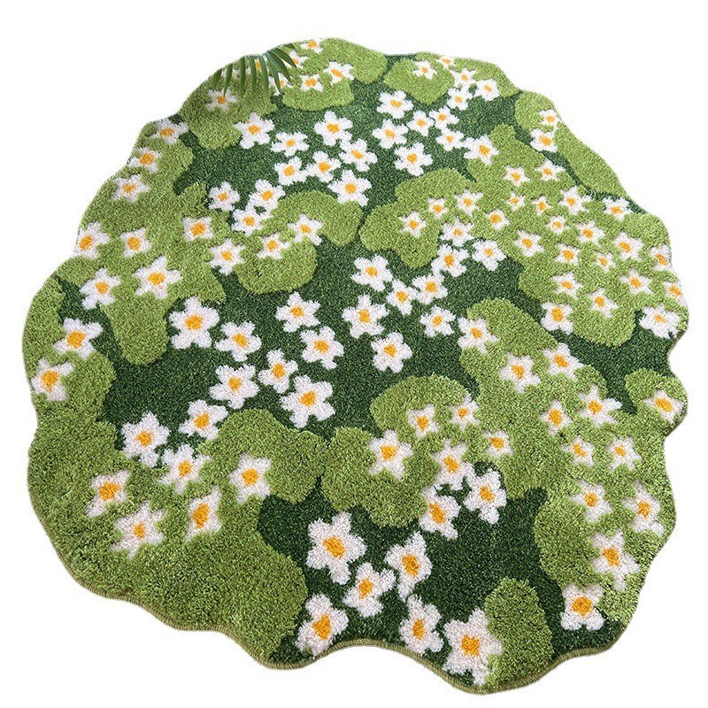 森系苔藓地毯定 制花园手工植绒地毯艺术小清新不规则可机洗地