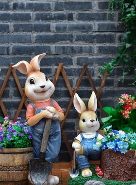 户外花园装饰幼儿园可爱兔子摆件动物造型花盆大号庭院造景布置无