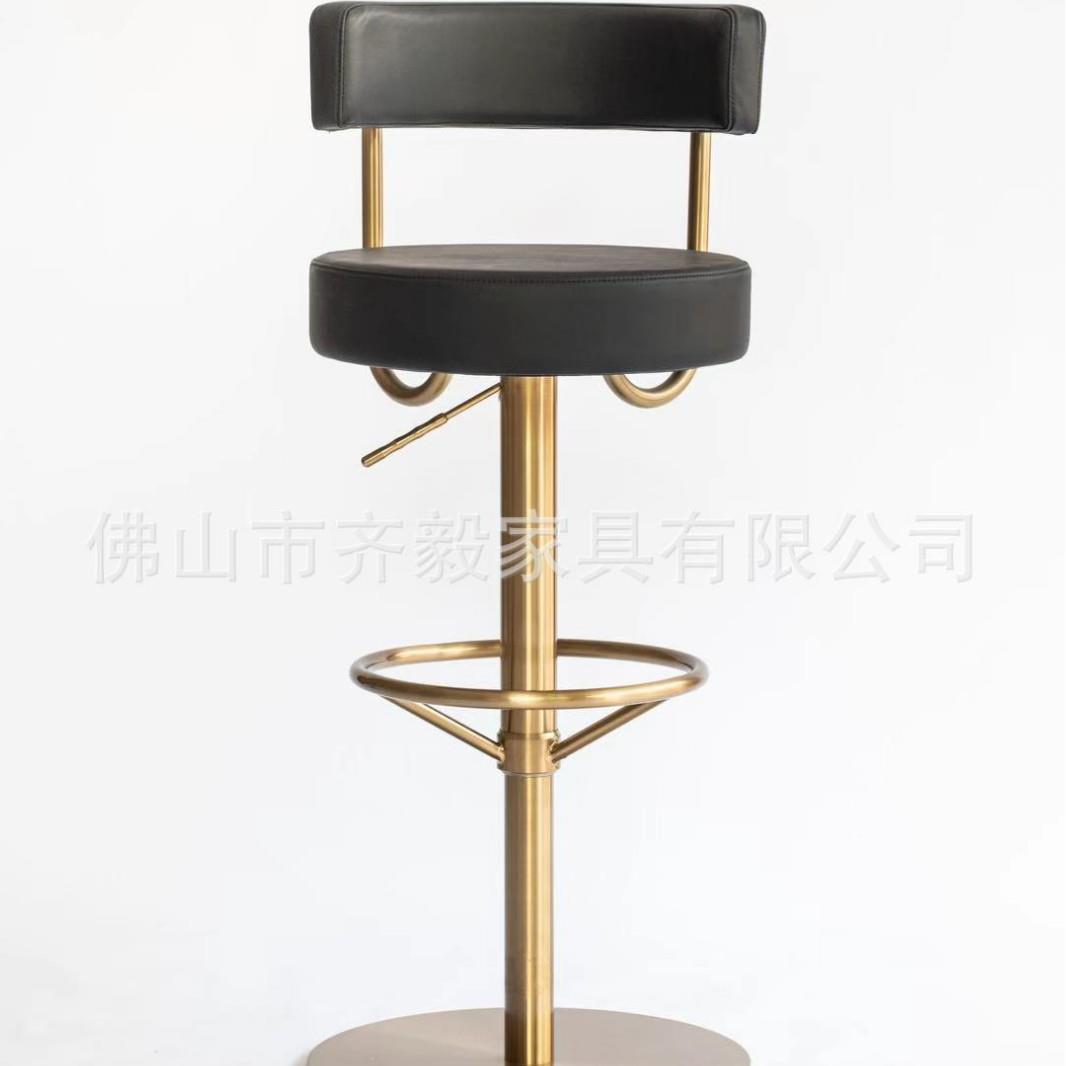简约舒适升降吧台椅旋转酒吧椅家用高脚椅前台椅子轻奢不锈钢吧凳