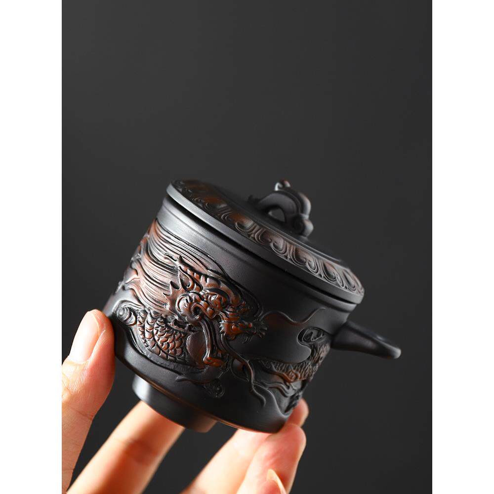 紫陶石磨茶具套装家用懒人泡茶紫砂功夫复古自动茶壶旋新品
