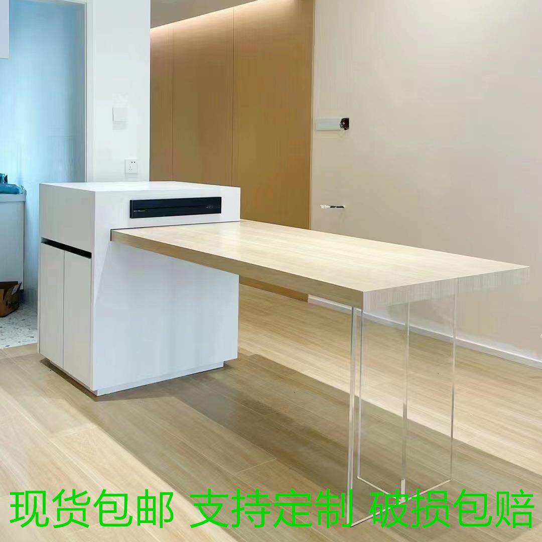 悬浮岩板岛台餐桌一体家用吧台意式极简小户型多功能亚克力岛台柜
