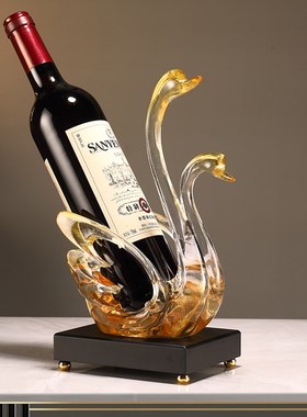 创意轻奢天鹅酒架入户玄关v工艺摆件装饰品客厅酒店葡萄酒托架家
