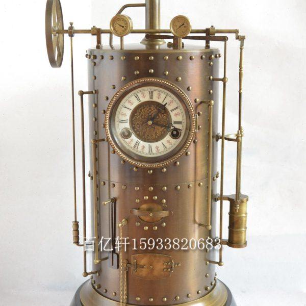 锅炉钟机械黄铜动态创意座钟仿古老式发条报时台钟样板间会所立钟,家居饰品,座钟,淘宝优惠券,粉丝福利购,淘宝优惠卷