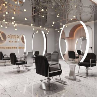 椭圆美发镜子双面带柜面挂墙多款轻奢大圆镜简约风搭配烫染镜子