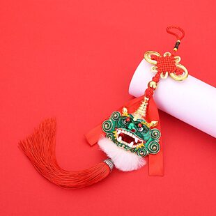 海陆丰麒麟狮醒狮虎狮头汽车挂件摇头弹簧车截摆件民族风工艺品