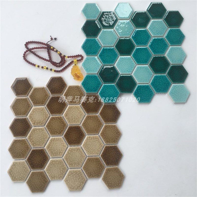 现代简约陶瓷砖冰裂六p角马赛克阳台吧台厨房卫生间玄关电视背景