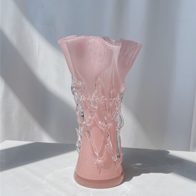 粉色花边花瓶手工白菜花瓶家居好物客厅摆件卧室摆件桌Z面简约花