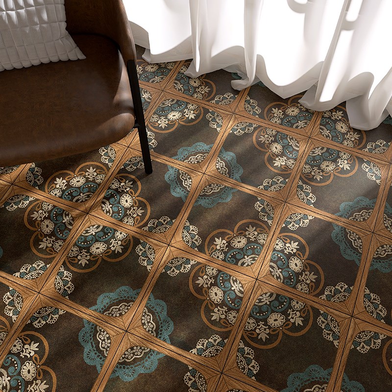 中古风木纹花砖法式咖啡馆复古卫生间瓷砖客O厅玄关阳台厨房地砖